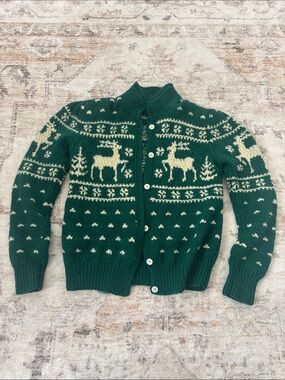 Vintage Christmas wool cardigan - Medium